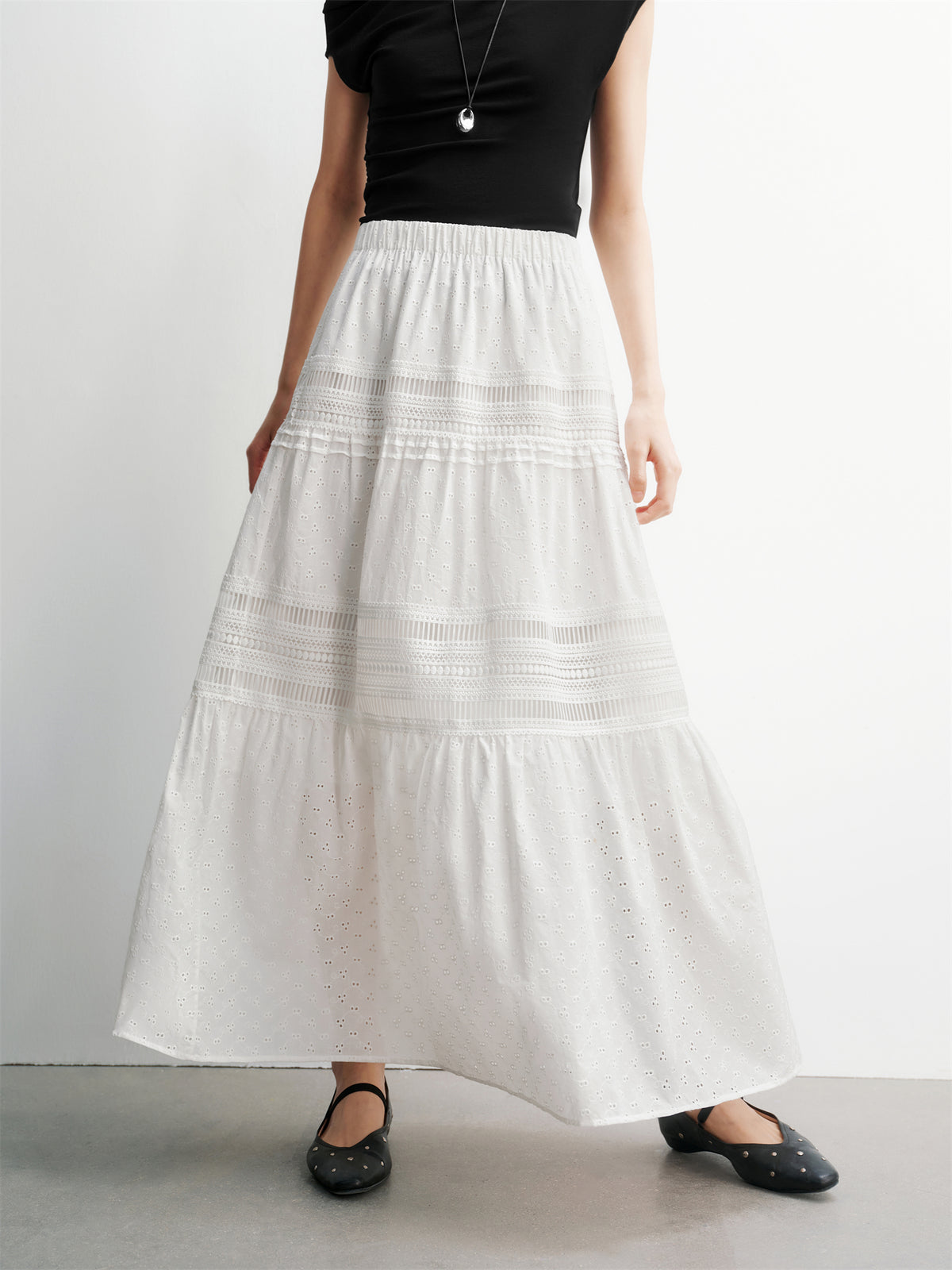 Women's High-Waist A-Line Tiered Skirt