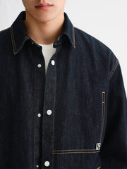 Men's Denim Shirt with Contrast Topstitching
