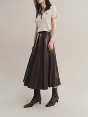 Women's PU Pleated Skirt