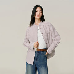 Women's Oversized Striped Long-Sleeve Shirt
