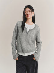 Women's Wool-Blend Color-Contrast Detachable Knit Set