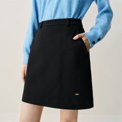 Women's Black Brushed A-Line Mini Skirt