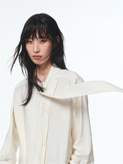 Women's Textured Shirt with Flowing Neck Tie