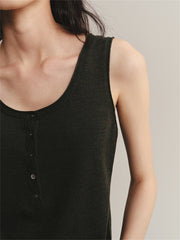 Women's Wool U-Neck Knit Vest in Yangtze Yarn