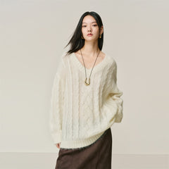 Women's V-Neck Oversized Cashmere-Blend Sweater