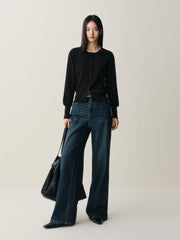 Women's Washed High-Waist Wide-Leg Jeans