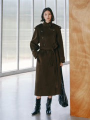 Women's Double-Breasted Trench-Style Cashmere Coat
