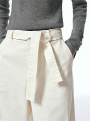 Women's Wide-Leg Jeans with Self-Fabric Belt