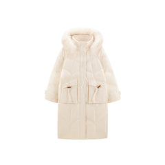 Women's Horn Button Parka Down Coat with Fox Fur Collar