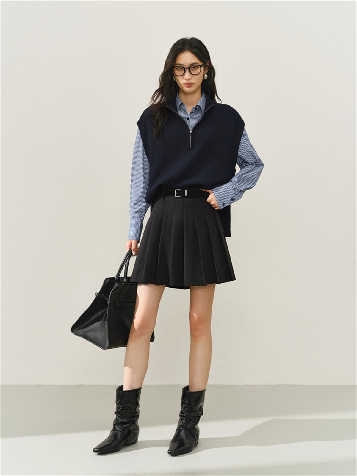 Women's High-Waist Pleated Short Skirt