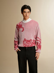 Men's Chinese-Inspired Contrast Jacquard Sweater