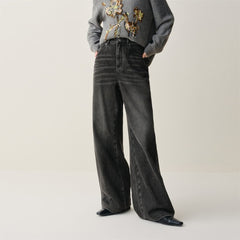 Women's High-Waist Brushed Wide-Leg Jeans