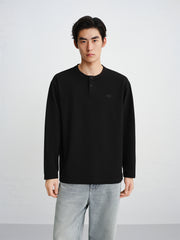 Men's Solid Henley Long-Sleeve T-Shirt