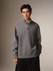 Men's Relaxed Half-Placket Knit Sweater