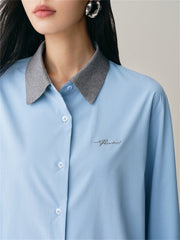 Women's Oversized Shirt with Contrast Collar