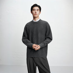Men's Textured Solid Pullover Sweater