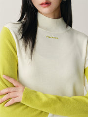 Women's Contrast Mock-Neck Knit Top