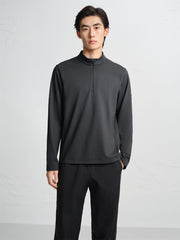 Men's Embroidered Half-Zip Fleece-Lined Sweatshirt