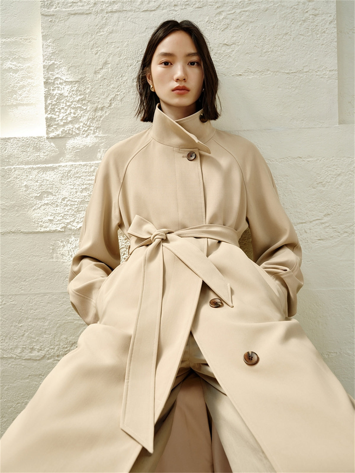 Women's Oversized Stand-Collar Trench Coat