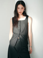 Women's Cropped Slim-Fit U-Neck Vest