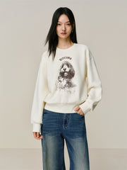Women's Puppy Graphic Pullover Sweatshirt