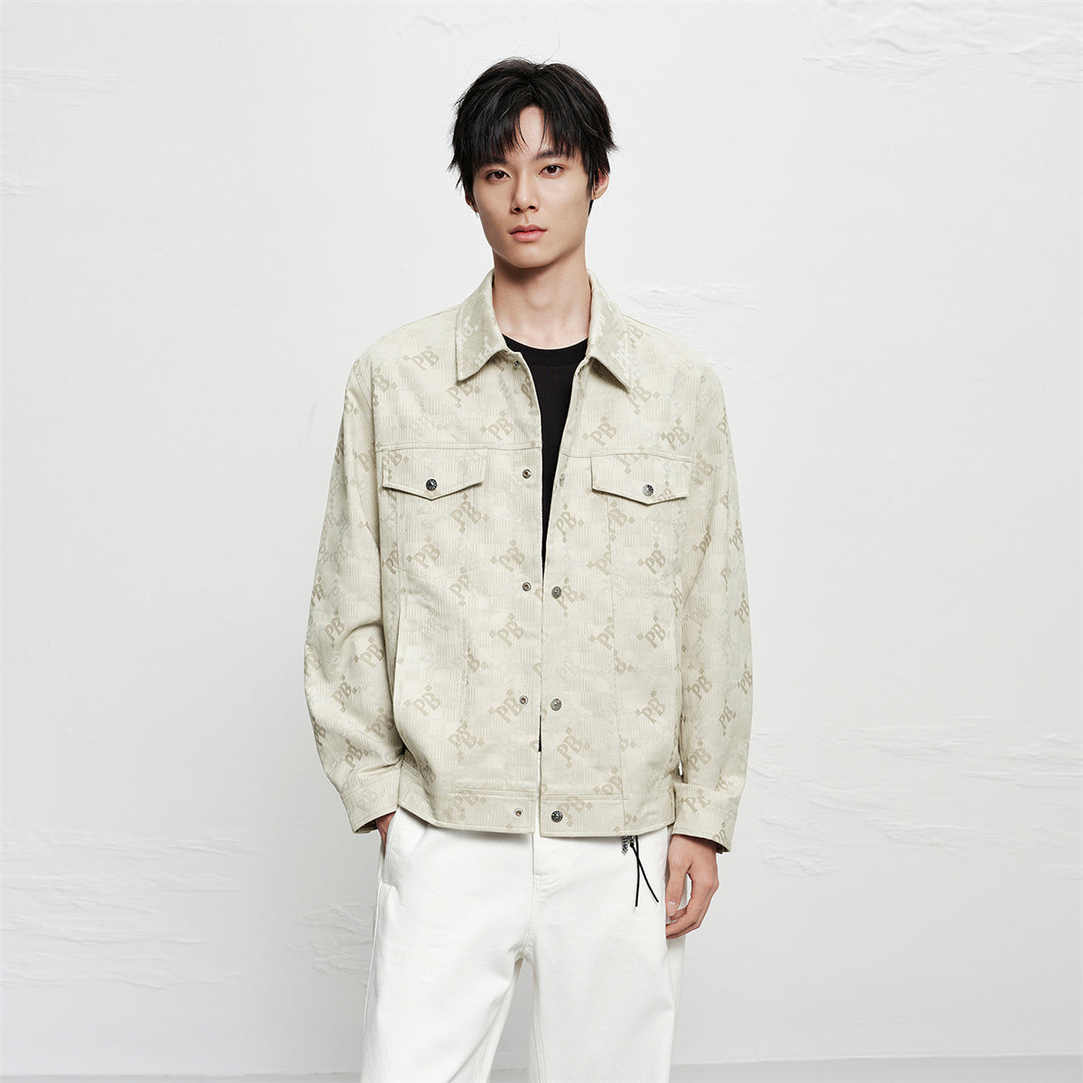 Men's Allover Letter Jacquard Jacket