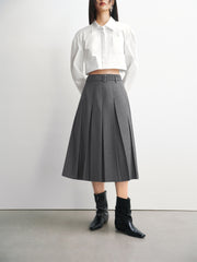 Women's Cropped Pleated Plaid Trousers