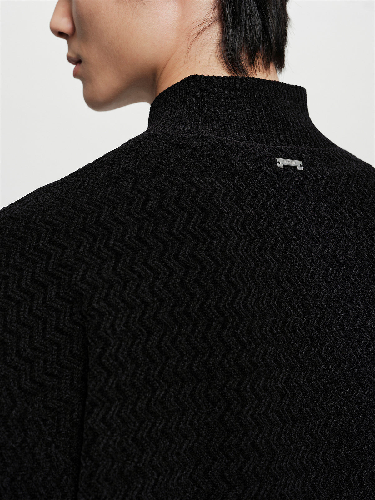 Men's Chenille Jacquard Zip-Up Cardigan
