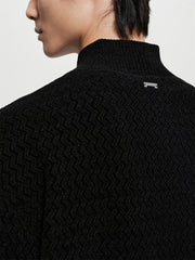 Men's Chenille Jacquard Zip-Up Cardigan