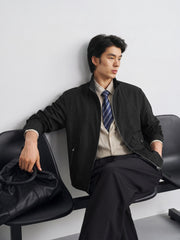 Men's Commuter Black Plaid Textured Jacket