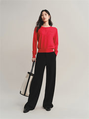 Women's Machine-Washable Wool Henley Sweater