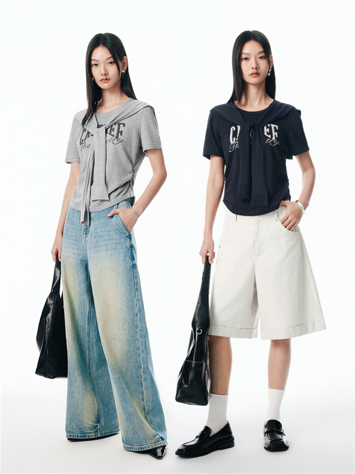 Women's Shirred Knit Top with Chenille Embroidery