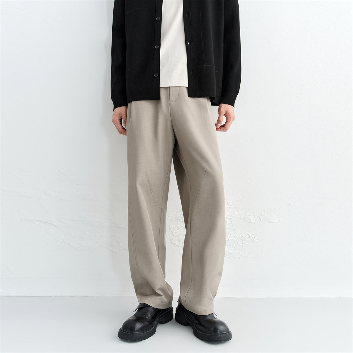 Men's Solid Elastic-Waist Straight-Leg Pants