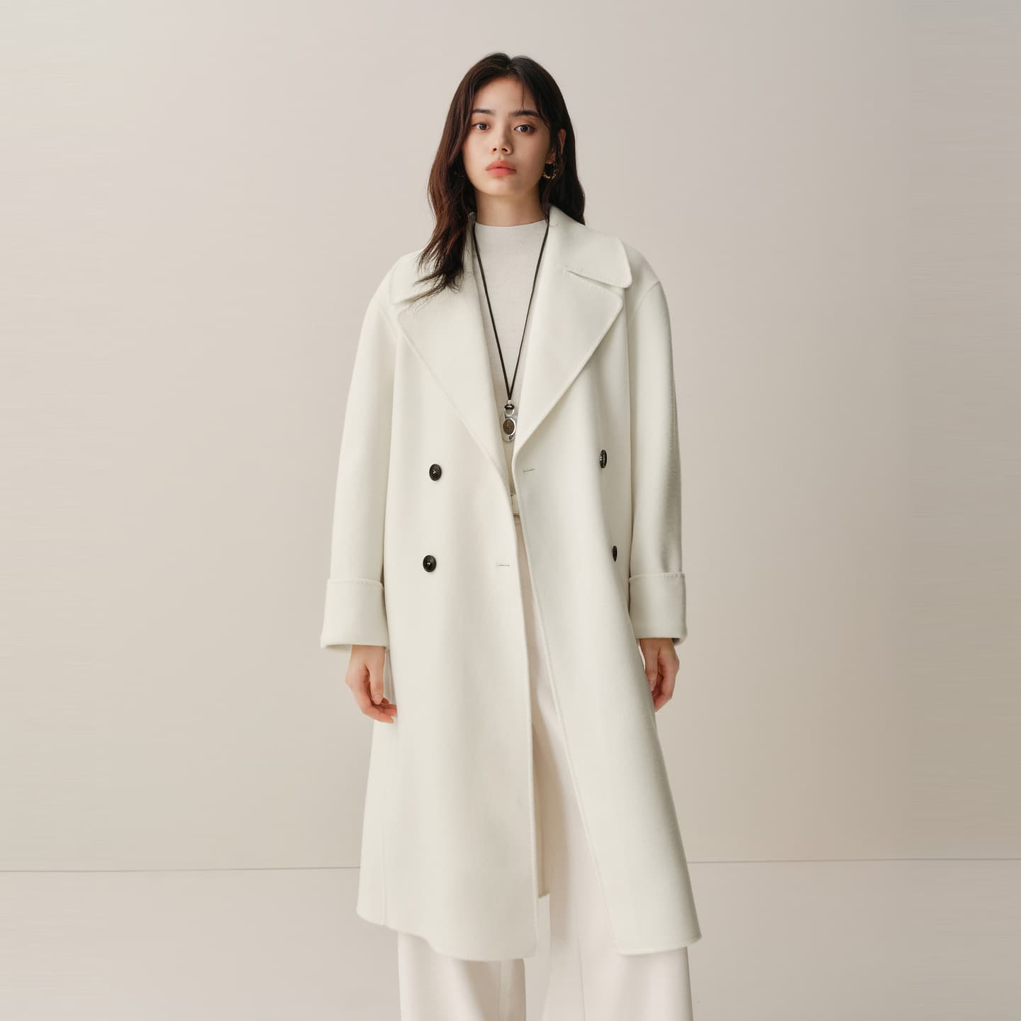 Women's Double-Breasted Belted Wool Coat