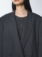 Women's Grey Peak-Lapel Blazer