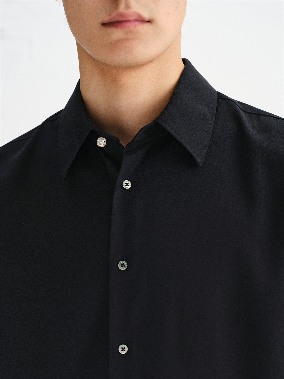 Men's Solid Shirt with Metallic Detail