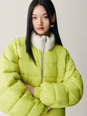 Women's Short Contrast Stand-Collar Down Jacket