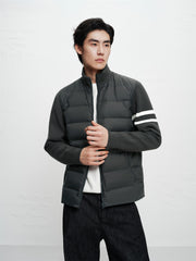 Men's Knit-Panel Lightweight Stand-Collar Goose Down Jacket