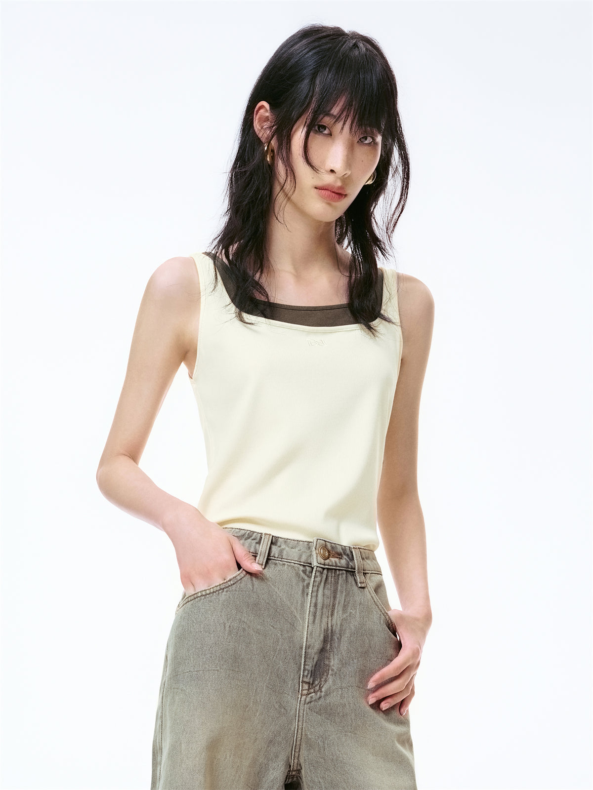 Women's Colorblock Square-Neck Tank Top