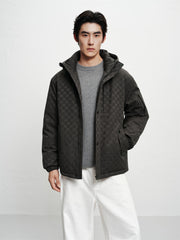 Men's Allover Jacquard Hooded Down Jacket