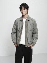 Men's Layered-Look Corduroy-Panel Down Jacket