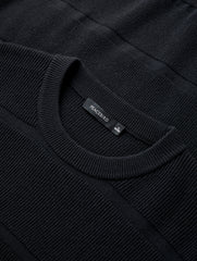 Men's Black Striped Textured Pullover