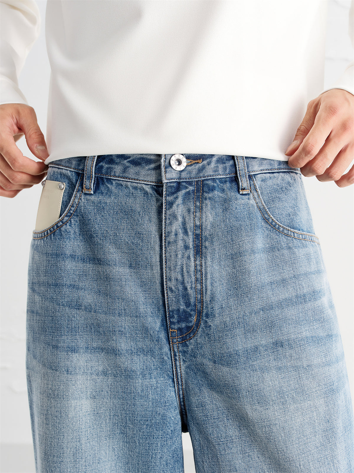 Men's Street-Style Washed Wide-Leg Jeans