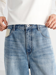 Men's Street-Style Washed Wide-Leg Jeans