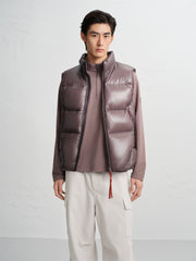 Men's Drawstring Down Vest with Contrast Details
