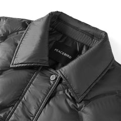 Women's Black Argyle Embossing Puffer Jacket