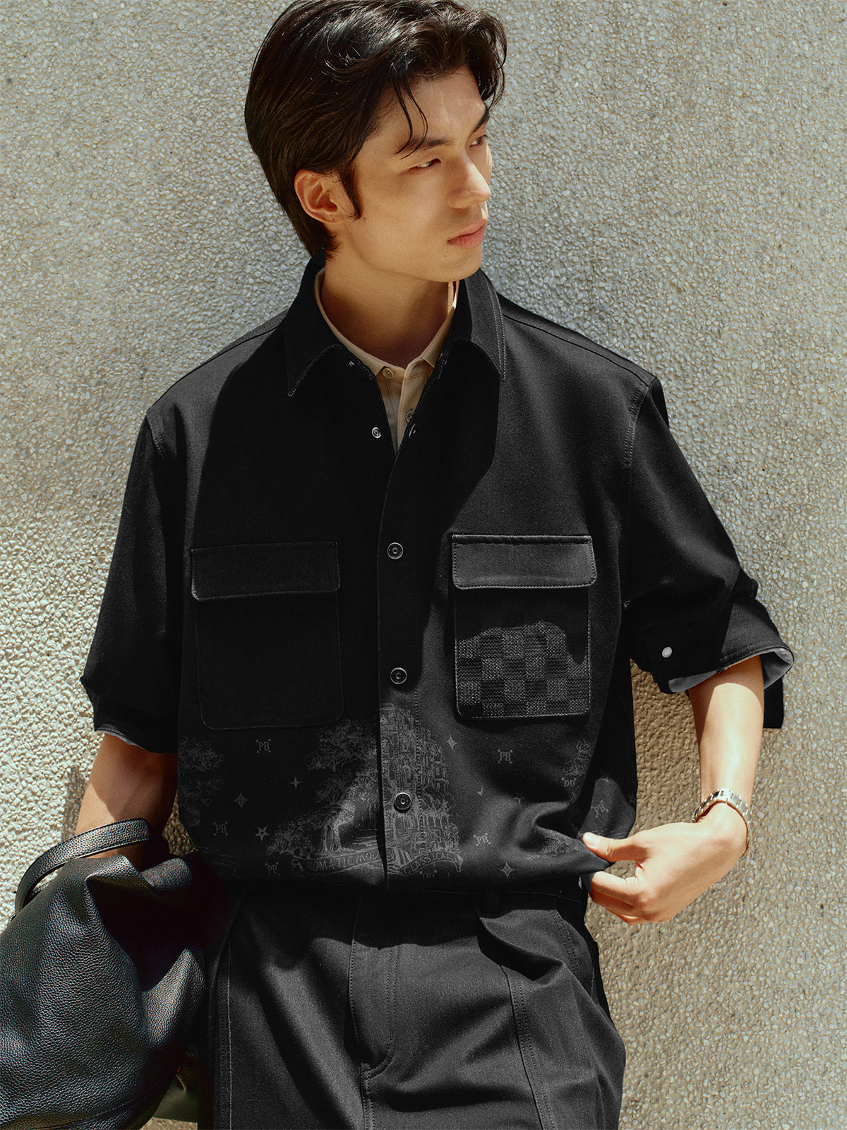 Men's Printed Denim Shirt