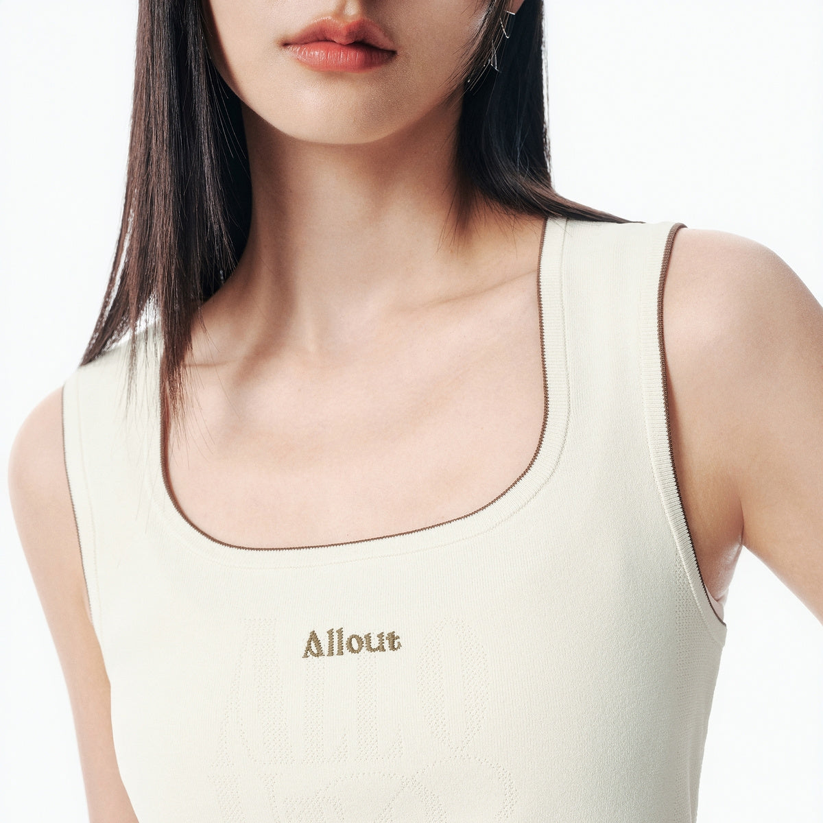 Women's Contrast U-Neck Knit Tank Top