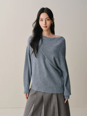 Women's Asymmetric Bare-Shoulder Wool Sweater