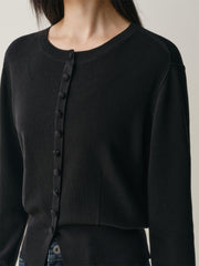 Women's Short Crewneck Knit Cardigan